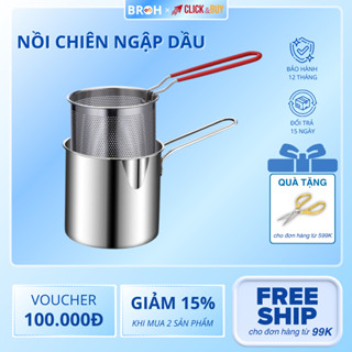 Nồi Chiên Ngập Dầu Bằng Thép Không Gỉ 304, Có Lưới Lọc Tiết KiệmDầu Chống Dính Dùng Cho Các Loại Bếp