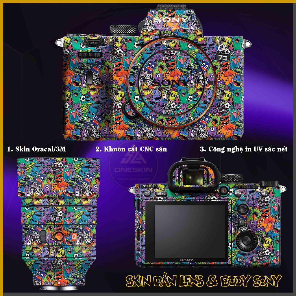Miếng Dán Skin Sticker Máy Ảnh Sony A7/A72/A7R3/A7R4/A7R5/A6000/A6400 | Khuôn Cắt CNC Chuẩn Chi Tiết