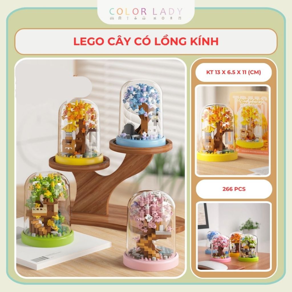 Colorlady Lego cây có lồng kính (Four Season Tree House, )Chủ đề Bốn Mùa độc đáo, đồ chơi lắp ráp sá