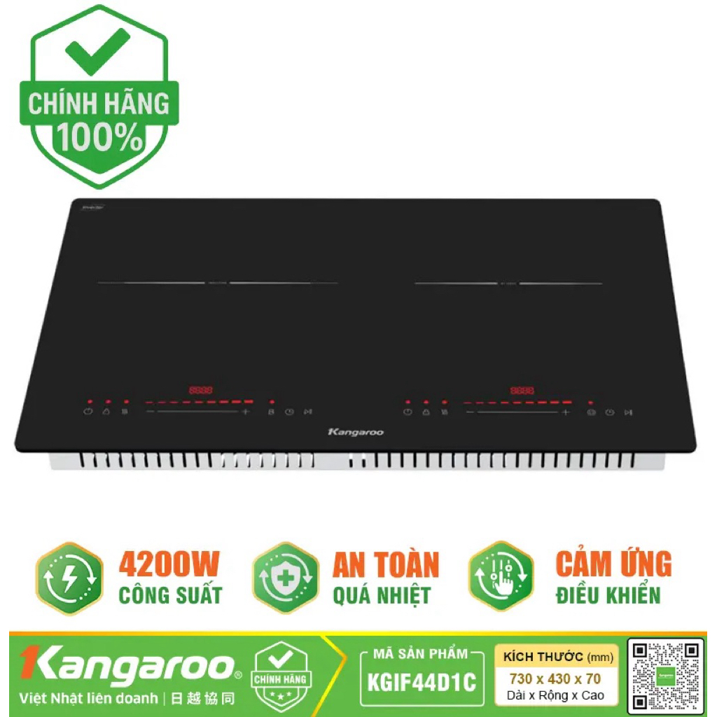 Bếp đôi điện từ hồng ngoại Kangaroo KGIF44D1C , KG499N - công suất  Từ: 2000W – Hồng ngoại: 2200W