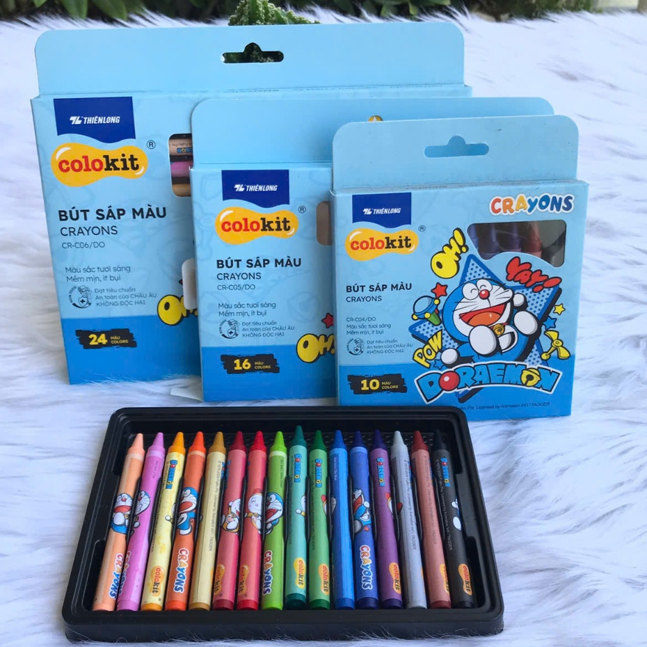 Bút Sáp Màu Doraemon Colokit  10-16-24 màu (vpp Tritin)