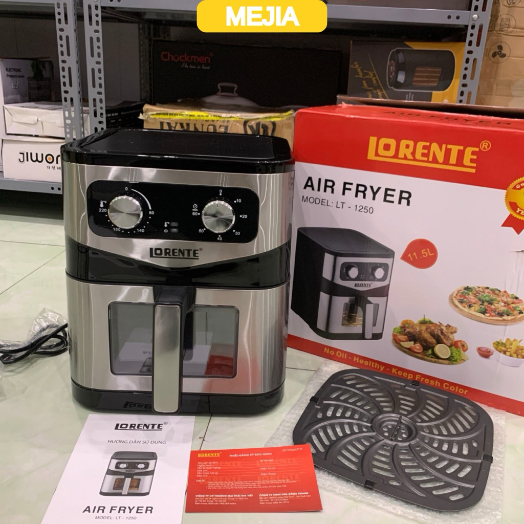 Nồi Chiên Không Dầu Lorente LT-1250 Dung Tích 11.5 Lít Công Suất 1500W, Điều Chỉnh Cơ, Cửa Kính Tron