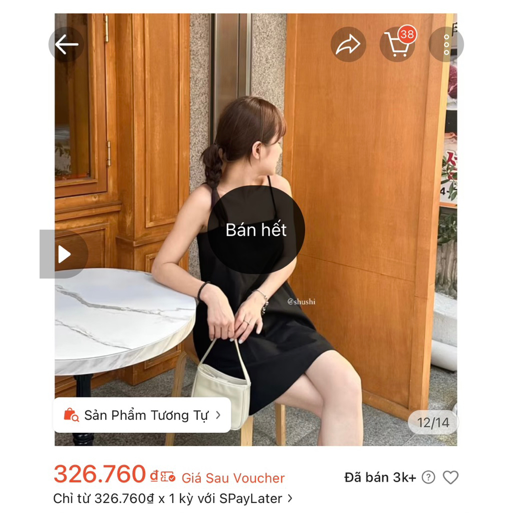 Pass Váy linen 2 lớp brand SHU SHI Clothing màu xanh cổ vịt (Mua sale 326k) | Size M | Mới 95%