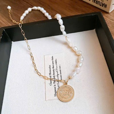 Dây Chuyền Ngọc Trai Phối Titan Mặt Tròn - Ngọc Trai Trường Thịnh