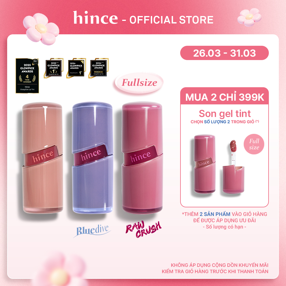 [HOT] Son gel tint căng bóng tự nhiên hince Raw Glow Gel Tint 4ml