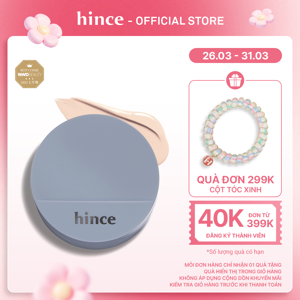 Cushion lì kiềm dầu thuần chay hince Second Skin Mesh & Matte Cushion 12g