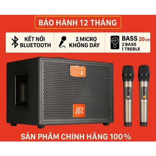 Loa Karaoke Xách Tay JBZ J5 – Bass 20cm Siêu Trầm, Kèm 2 Micro UHF Chống Hú.