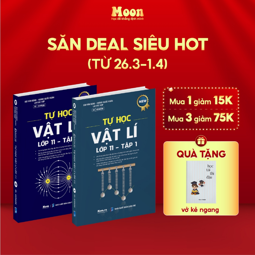 Sách tự học Vật lý lớp 11 tập 1 & tập 2 chương trình SGK mới - Moonbook