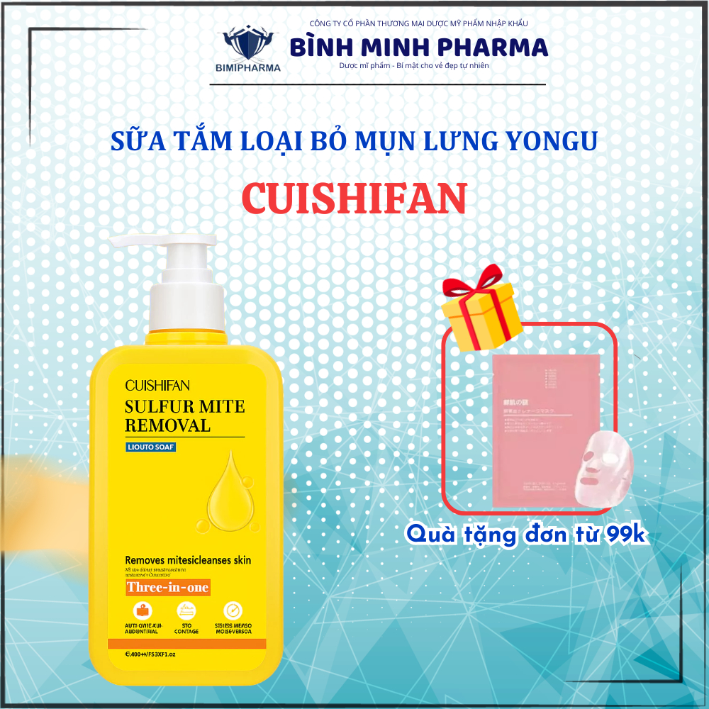 Sữa tắm nghệ đỏ Cuishifan Yongu giảm mụn lưng, cải thiện viêm nang lông, giảm thâm hiệu quả 300ml
