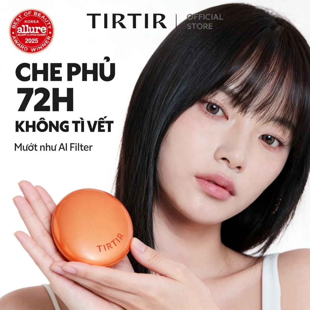 Maquillaje base de protección solar para los vagos Mascarilla de esponja en caja naranja TIRTIR, maq