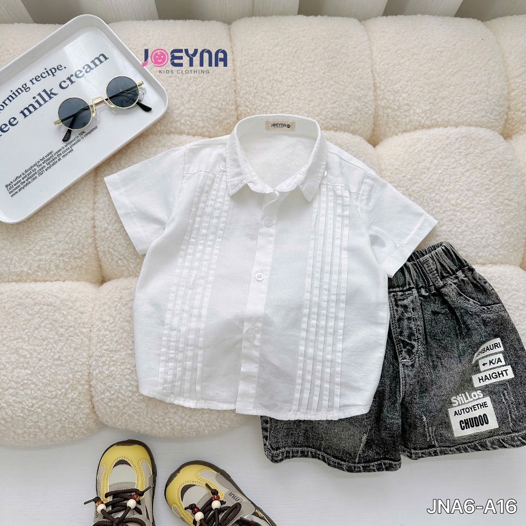 Áo sơ mi cộc Joeyna xếp ly Joeyna  cho bé 8-24kg
