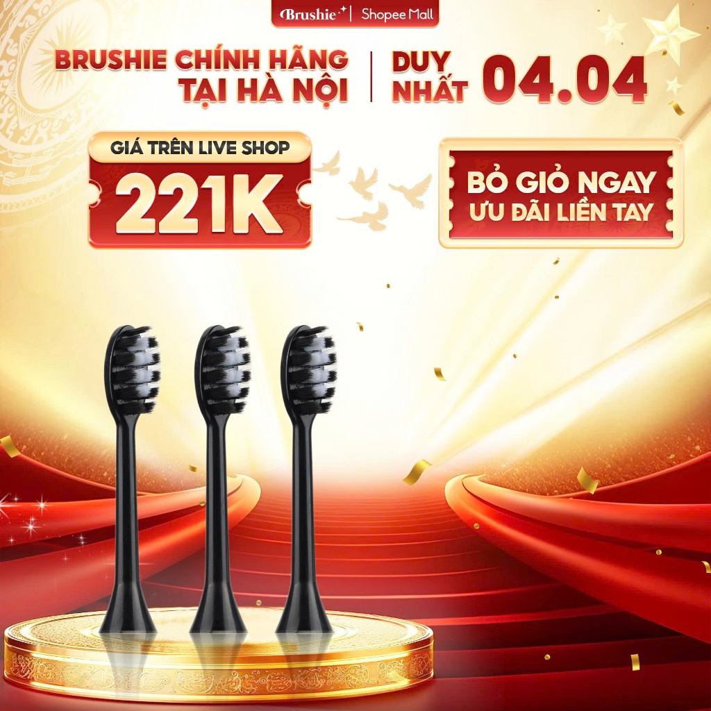 [GIÁ 236K TẠI LIVE SHOP] Set 3 đầu bàn chải thay thế của bàn chải điện Brushie siêu tiết kiệm, LIS