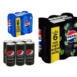 Lốc 6 lon Pepsi 320ml (Truyền thống ,vị chanh ko calo ,không đường )