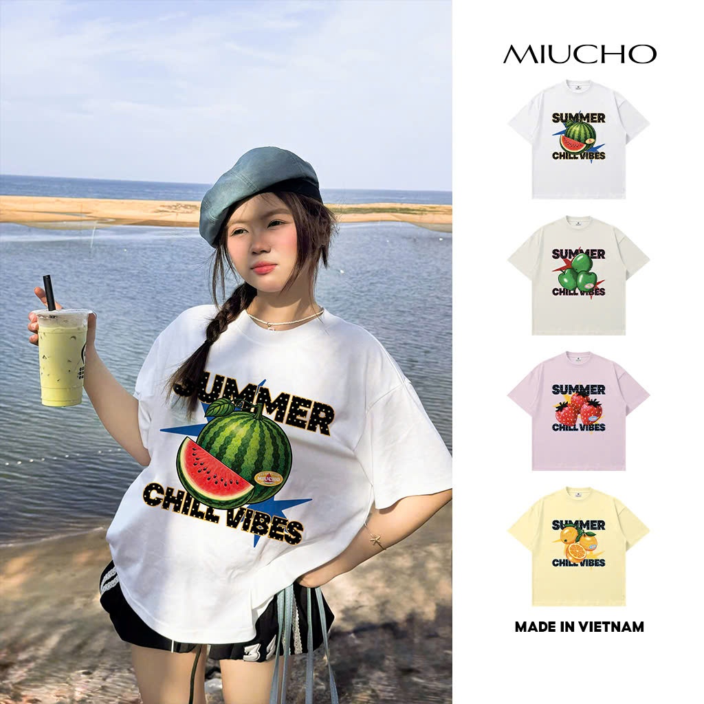 Áo thun boxy summer chill vibes Miucho BST trái cây