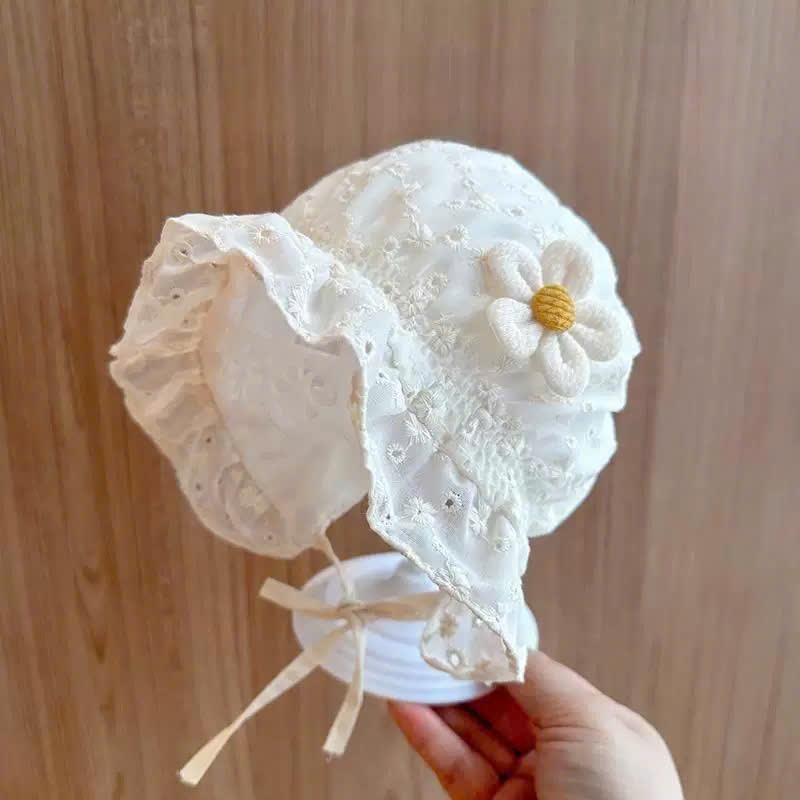 Sulie-Mũ ren hoa 5 cánh buộc dây cho bé gái từ sơ sinh đến 1 tuổi MU320,MU385