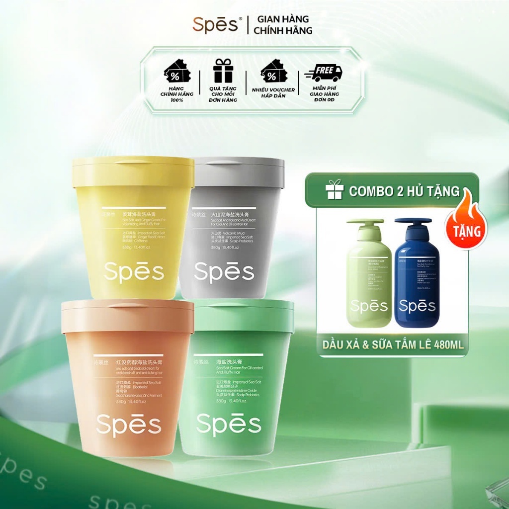 Tẩy Tế Bào Chết Da Đầu Spes Làm Sạch, Kiềm Dầu, Cho Da Đầu Sảng Khoái Và Giúp Tóc Chắc Khoẻ 380ml
