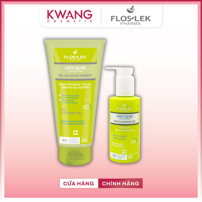 Gel rửa mặt Floslek Anti Acne 24h System Face Cleansing Gel cho da dầu mụn 125ml và 200ml