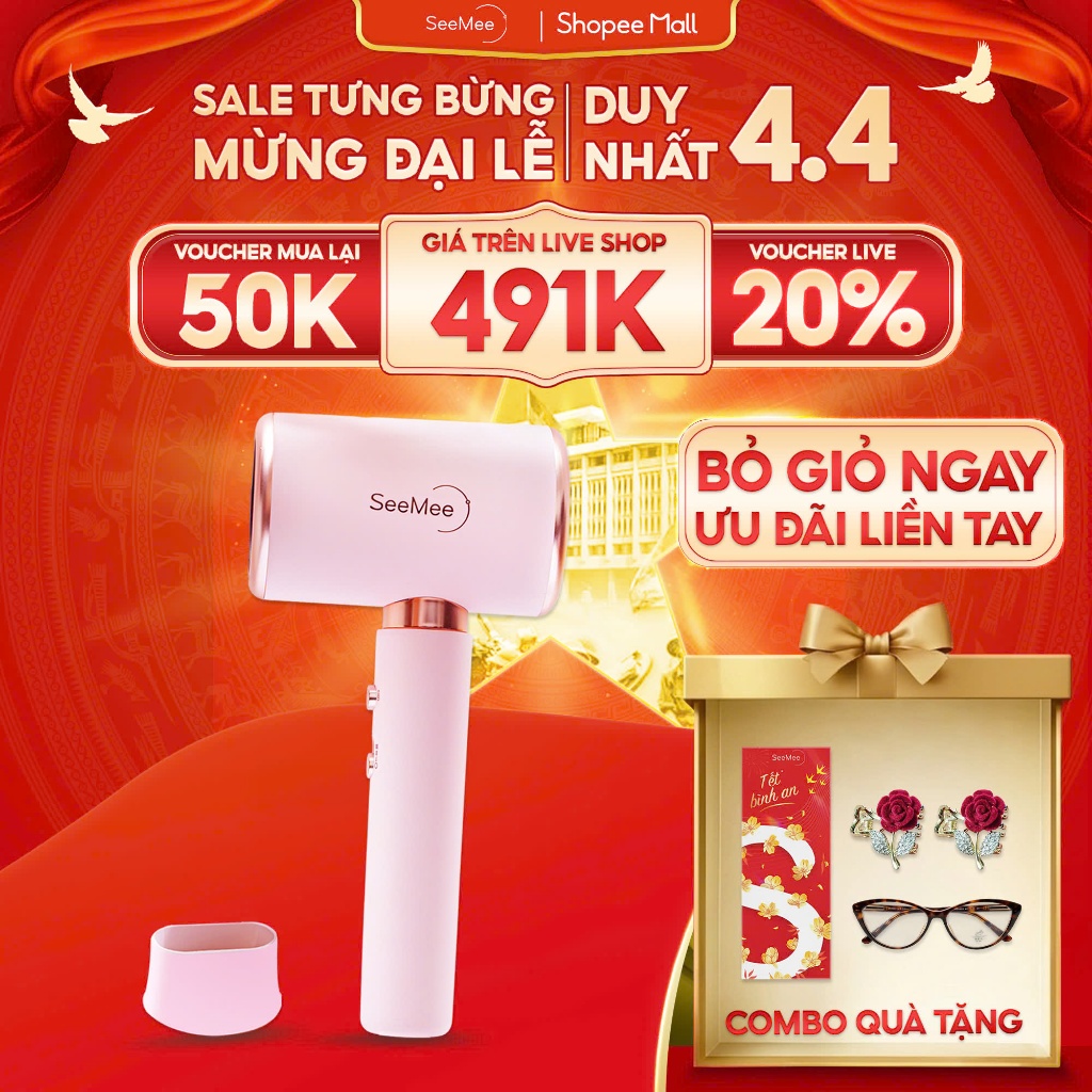 [GIÁ 552K TẠI LIVE SHOP] Máy sấy tóc nóng lạnh công suất cao Seemee, sấy khô và tạo kiểu nhanh chóng