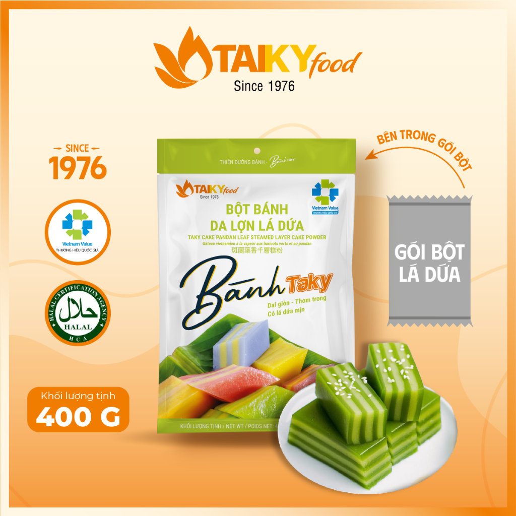 Bột bánh da lợn lá dứa Tài Ký gói 400g (tặng kèm gói bột lá dứa trong túi bột)