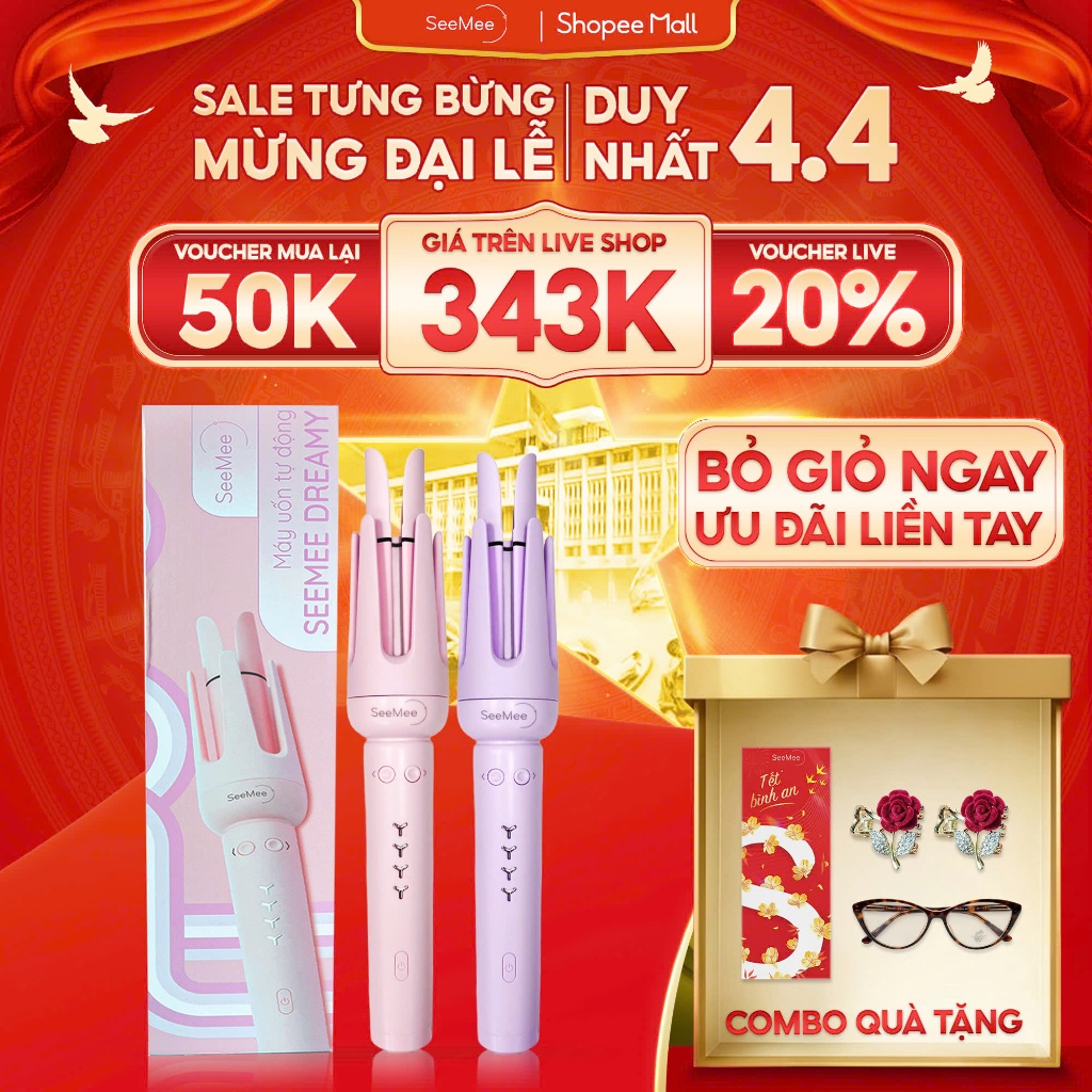 [GIÁ 359K TẠI LIVE SHOP] Máy uốn tóc tự động SeeMee chất liệu gốm sứ đường kính uốn 32mm phiên bản 2
