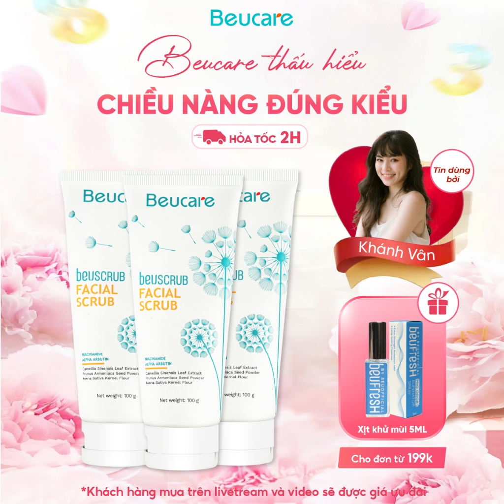 Combo 3 tẩy tế bào chết mặt BEUCARE trà xanh, tẩy da chết mặt ,thấm hút dầu thừa , làm sạch da, dưỡn