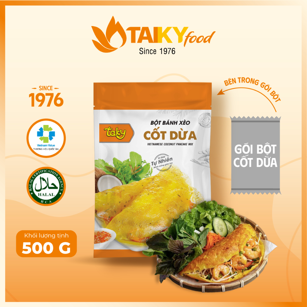 Bột bánh xèo cốt dừa Tài Ký gói 500g (tặng kèm gói cốt dừa trong túi bột)