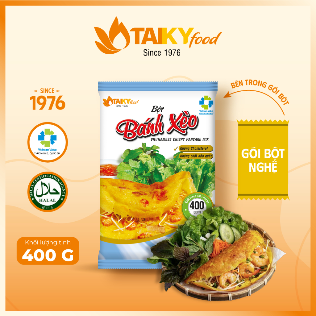 Bột bánh xèo xanh Tài Ký gói 400g (tặng kèm gói bột nghệ trong túi bột)
