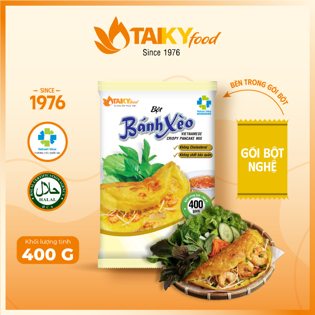 Bột bánh xèo vàng Tài Ký gói 400g (tặng kèm gói bột nghệ trong túi bột)