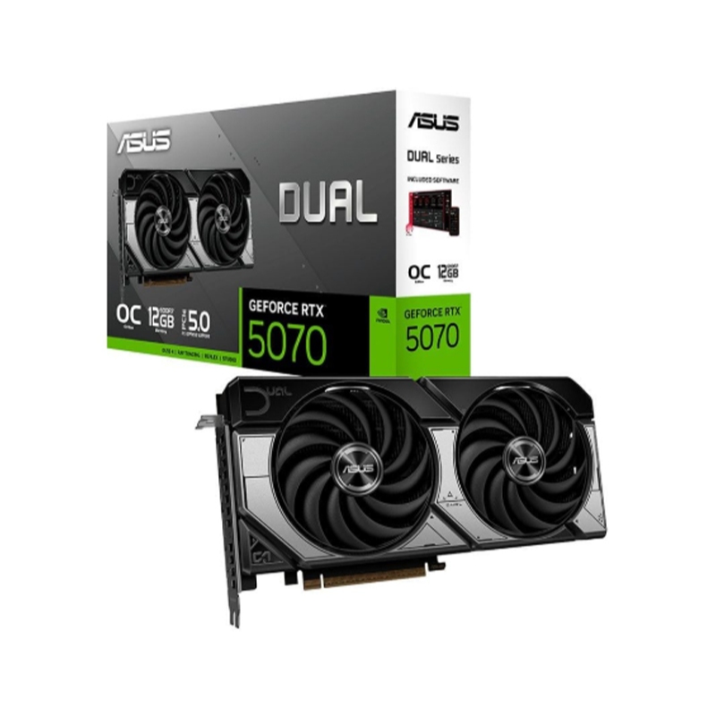 Card màn hình NVIDIA GeForce RTX 5070 ASUS Dual OC/12GB/GDDR7/6144 CUDA/650W - BH 36 Tháng Hacom PC