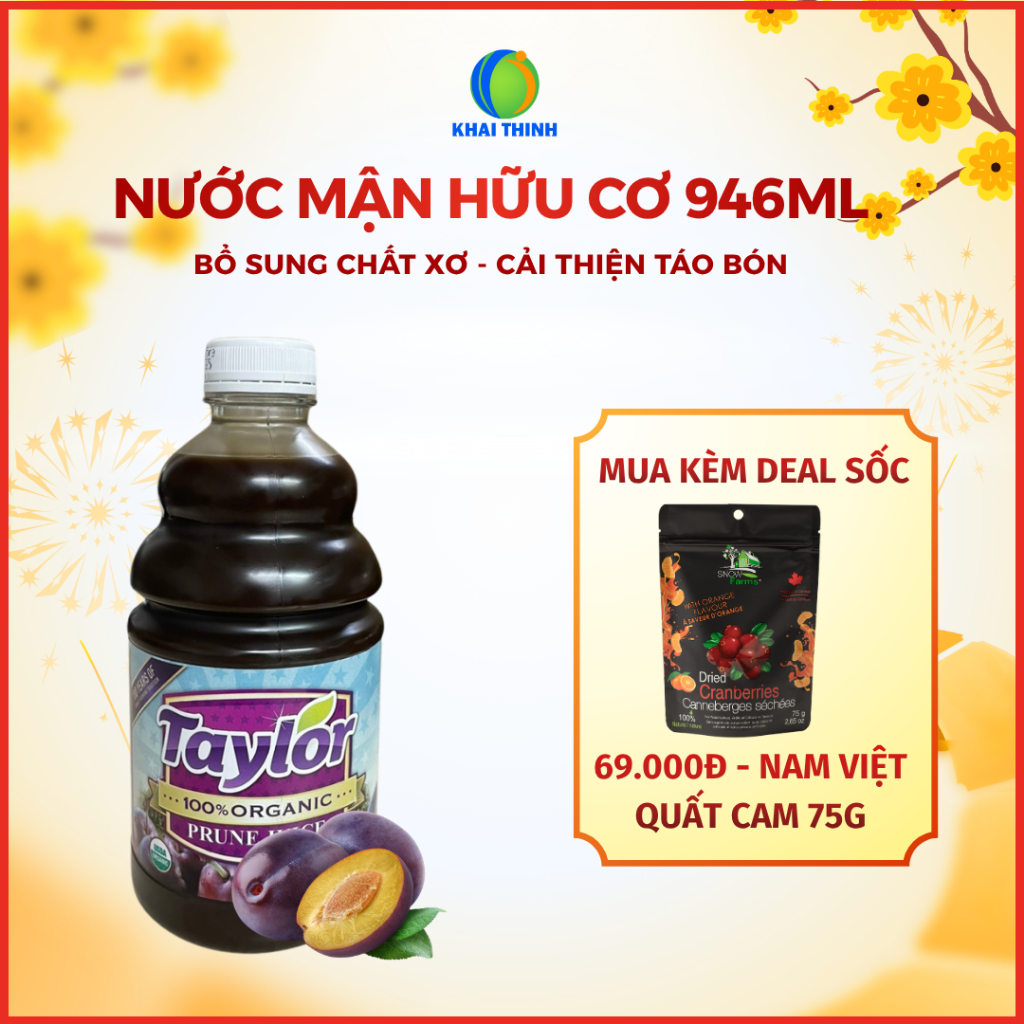Nước Mận Hữu Cơ Nước Ép Mận Taylor 100% Organic Prune Juice 946ml