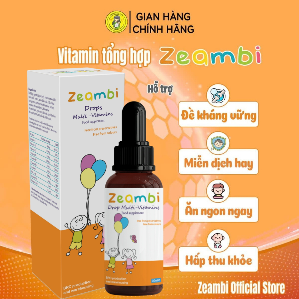 Vitamin Zeambi, Vitamin Tổng Hợp Zeambi Nhập Khẩu Anh Quốc Dạng Nhỏ Giọt Chai 30ml