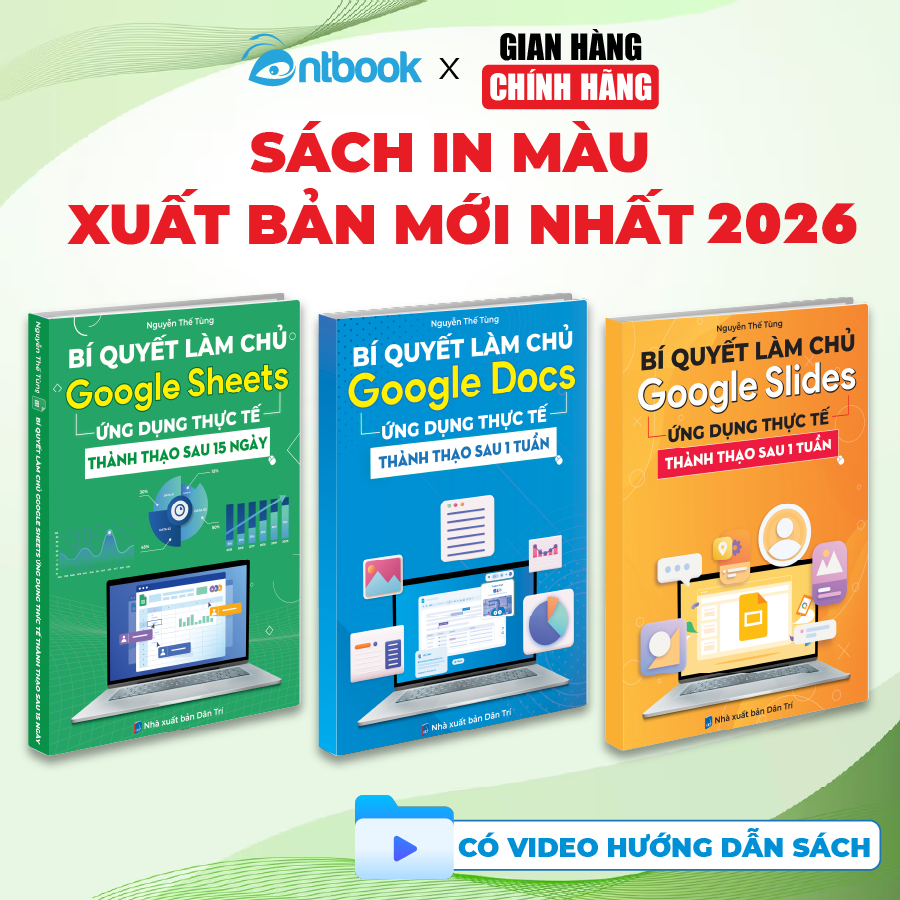 Sách Google Sheets - Google Docs - Google Slide Bộ 3 Cuốn Tin Học Online Thành Thạo Sau 15 Ngày, Tặn