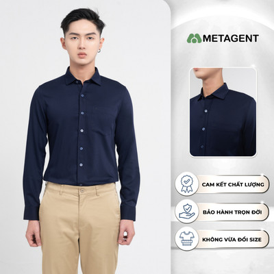 Áo sơ mi nam vải thô dáng slim fit Metagent MS 17E3661