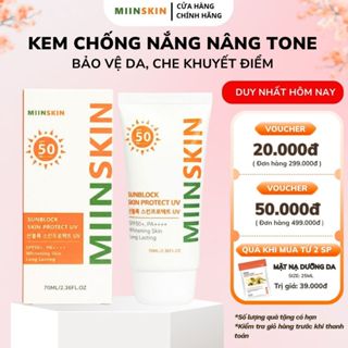 Kem chống nắng nâng tone MIINSKIN Sun Block Skin Protect UV bảo vệ da khỏi tia UV SPF50+ PA++++