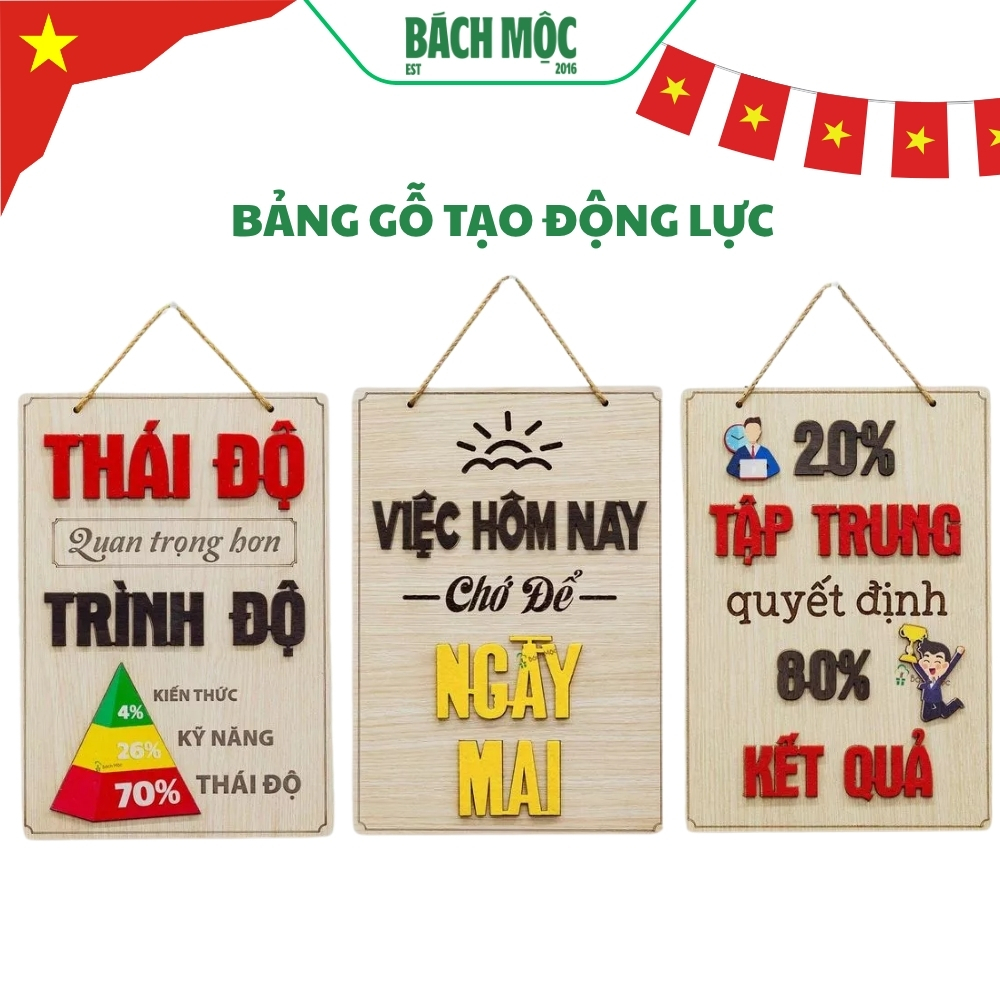 Bảng Gỗ Slogan Khẩu Hiệu Động Lực Trang Trí Gia Đình, Văn Phòng, Cửa Hàng 3D Sang Trọng, Độc Đáo