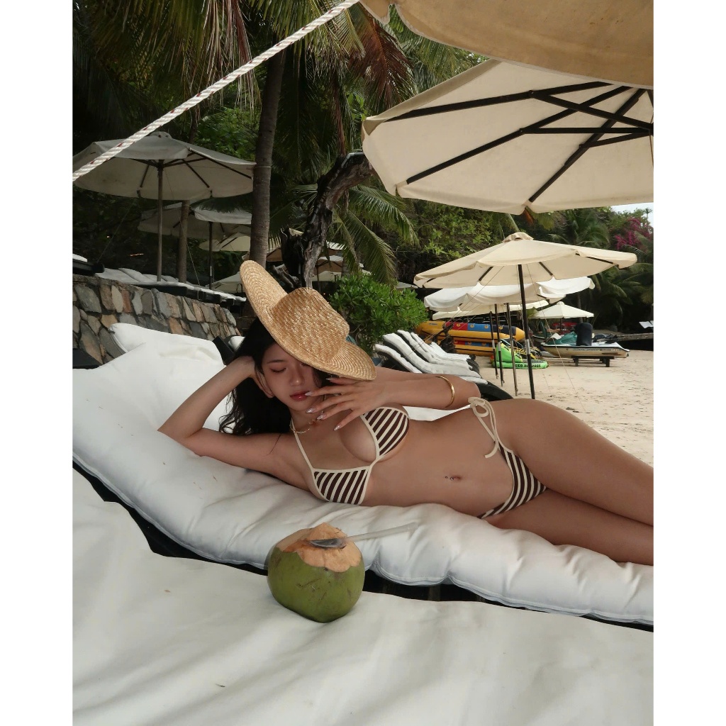 Set bikini đi biển siêu xinh Latte Byveestyle, bikini 2 mảnh thắt dây xinh chụp ảnh | BigBuy360 - bigbuy360.vn