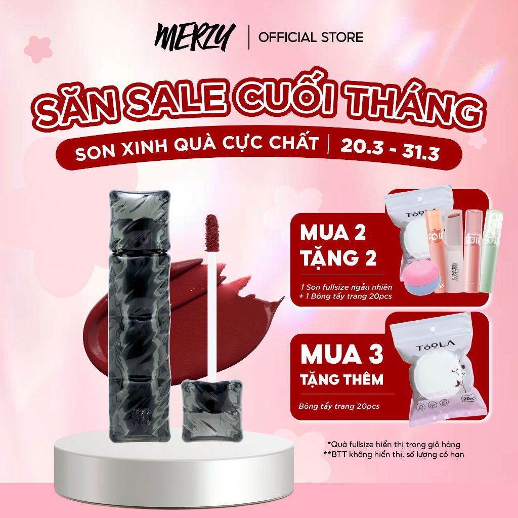 [NEW][SON PHAO] Son Kem Lì, Bền Màu Merzy Puffer Velvet Tint 3.7g