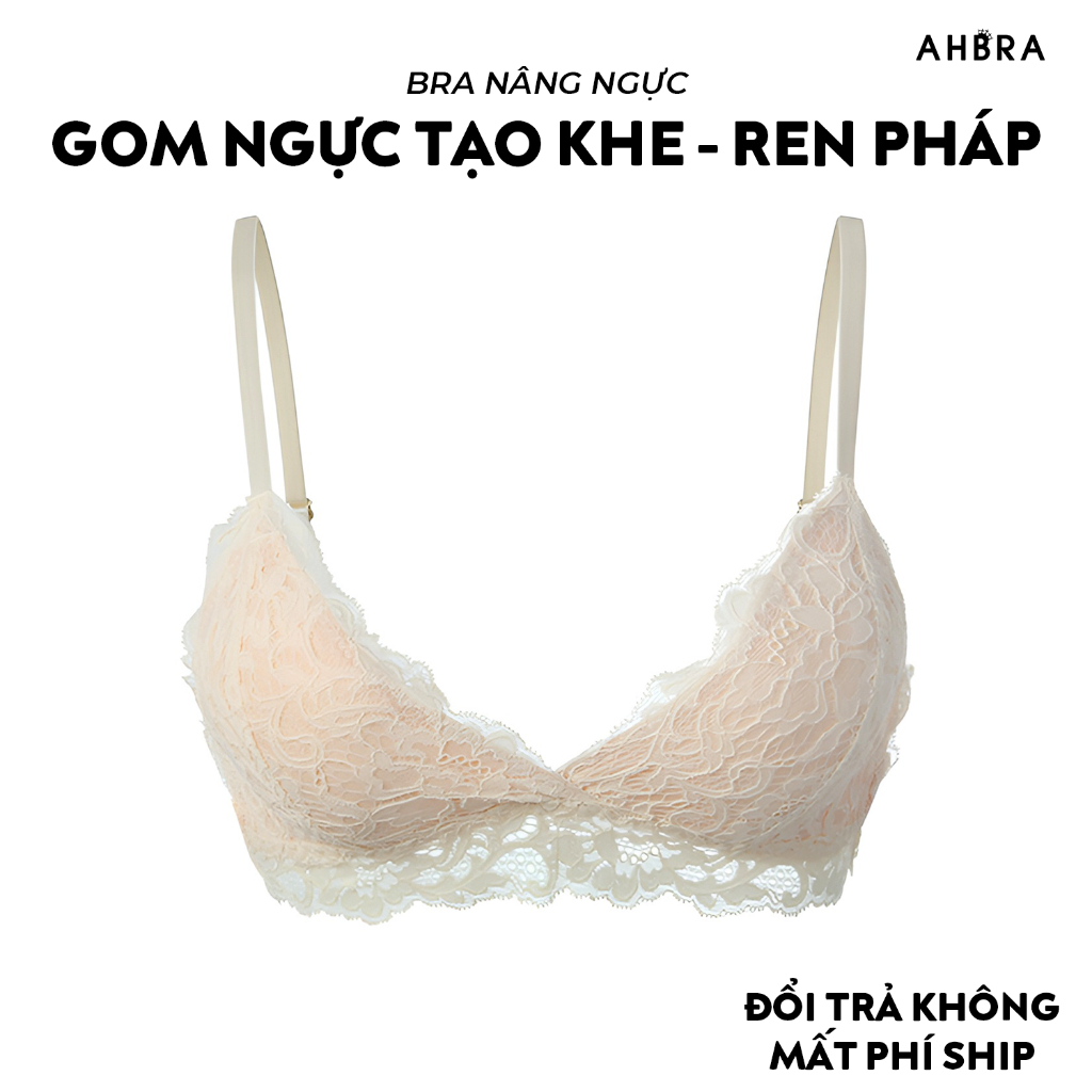Áo Bra Ren Nữ Có Mút Ngực Brallete Không Gọng Nâng Ngực Tạo Khe AHBRA R57