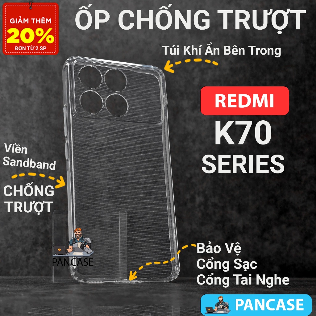 Ốp lưng Redmi K70, K70e, K70 Pro, K70 Ultra PANCASE chống trơn trượt | Ốp lưng điện thoại Xiaomi dẻo