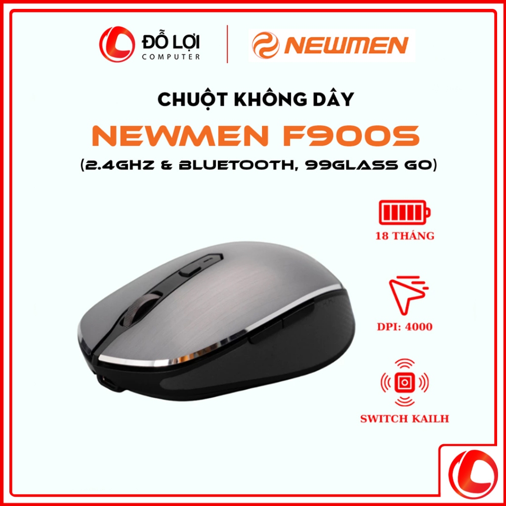 Chuột không dây Newmen F900S 2 chế độ Bluetooh & 2.4Ghz - Hàng chính hãng, BH 24 tháng