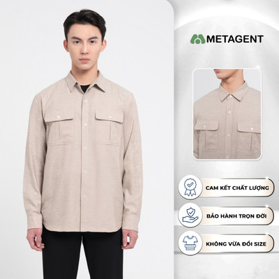 Áo sơ mi nam oversize phối túi hộp Metagent MS 17E3619