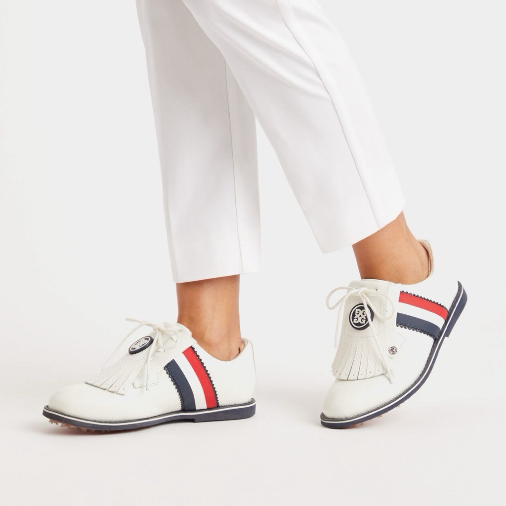Giày Golf Nữ G/FORE Gallivanter - Thiết Kế Stripe Kiltie Trắng Thanh Lịch ( G/FORE x Golfworldforall