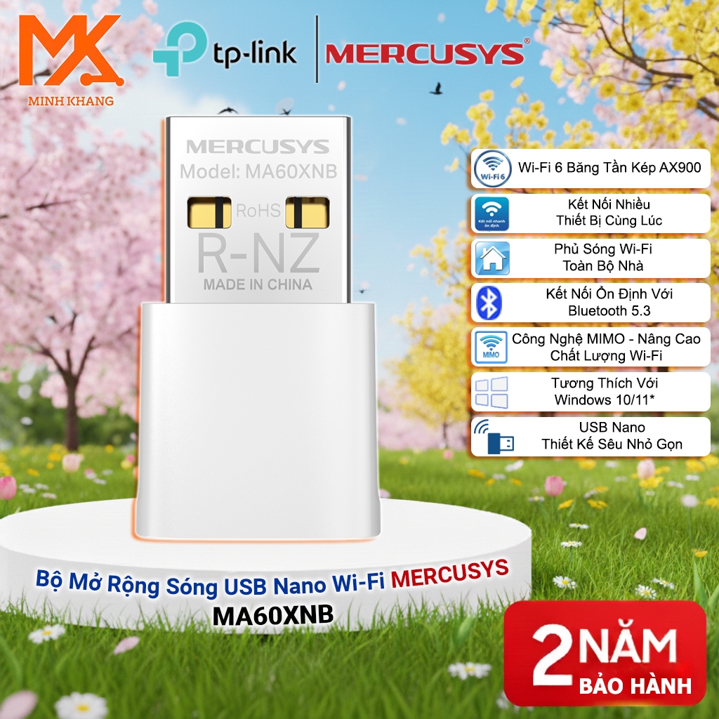 Mercusys MA60XNB AX900 Nano WiFi 6 + Bluetooth USB Adapter – Tốc Độ Nhanh, Cắm Là Dùng