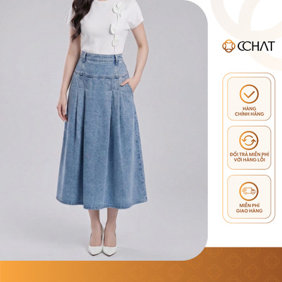 Chân Váy 𝐂𝐂𝐇𝐀𝐓 Dáng Xòe Nami Basic Có Túi Sườn Chất Liệu Jean Cao Cấp 16CDJ2004XT