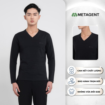 Áo thun nam dài tay cổ V dáng Slim Fit Metagent MS 58E3691