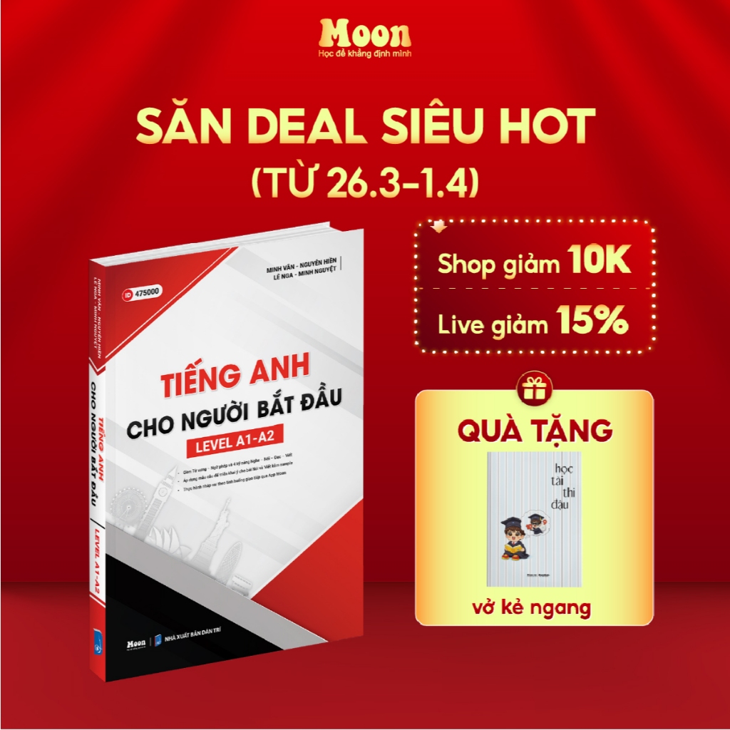 Sách Tiếng anh cho người bắt đầu Level A1-A2 - Moonbook