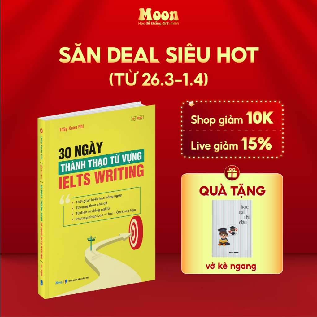 Sách từ vựng ielts - 30 ngày thành thạo từ vựng IELTS Writing Moonbook