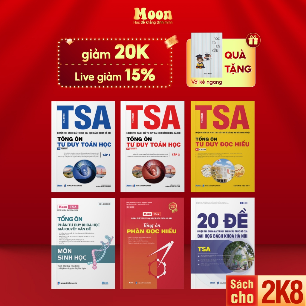 [ TSA 2026 ] Sách Đánh giá tư duy đại học Bách Khoa Hà Nội  Moonbook