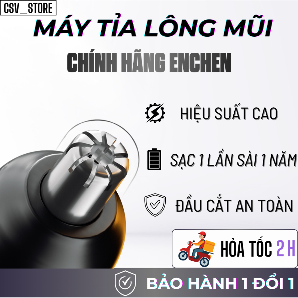 Máy Tỉa Lông Mũi ENCHEN EN005 | Đầu Lưỡi Xoay 360° | An Toàn | Gọn Nhẹ Dễ Dùng