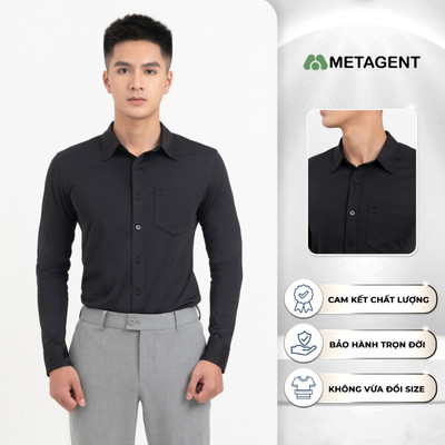 Áo sơ mi nam basic dáng slimfit Metagent MS 17E3818